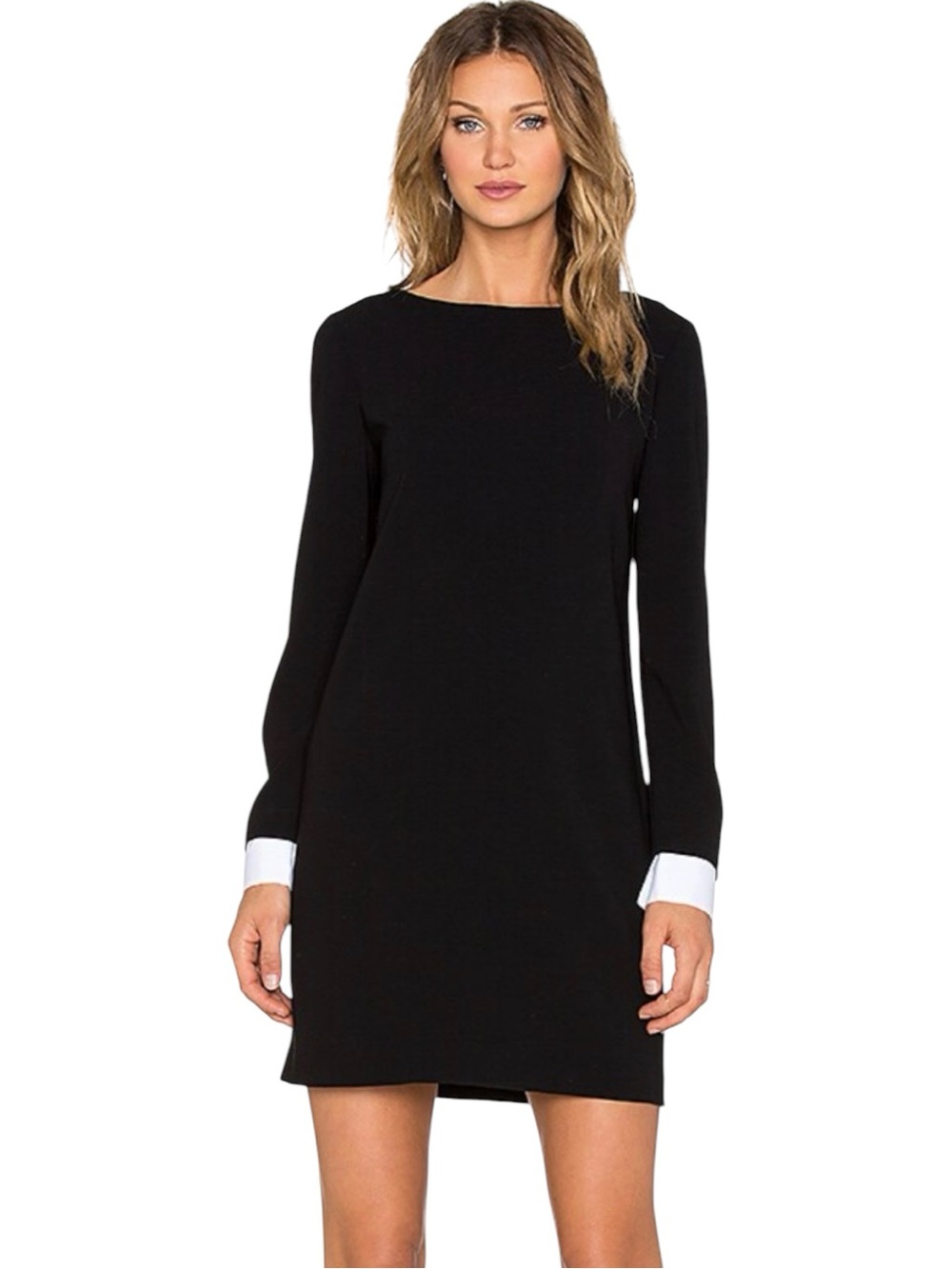 Theory Amszia Black & White Long Sleeve Black Shift Dress Size 8